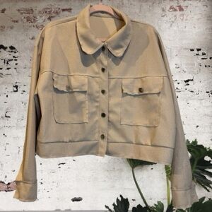 Stylish Lapel Waffle Knit lightweight Jacket in Khaki Oversized Fit
